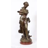 IMPORTANT BRONZE "JEUNE FEMME AUX FLEURS ET AU COUPLE DE COLOMBES" DE HIPPOLYTE [...]