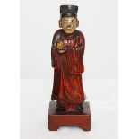 Dignitaire en bois laqué Chine Dynastie Ming H : 25 cm -
