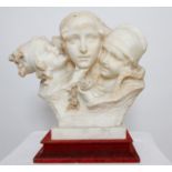 MARBRE "BUSTES DE FEMME ET DEUX FILLETTES" DE GUIDI En marbre blanc statuaire, [...]