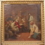 TABLEAU "L'ATELIER DU PEINTRE (HENNER ?)" ECOLE XIXè Huile sur toile, [...]