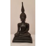 BRONZE "BUDDHA ASSIS" LAOS XVIIIè Buddha Maravijaya assis en virasana une main en [...]