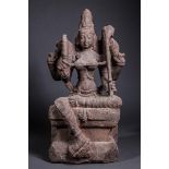 Shri-Devi parèdre de Vishnu assise en lalita asana sous sa forme à 4 bras tenant [...]