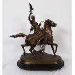 IMPORTANT BRONZE ORIENTALISTE "FAUCONNIER ARABE A CHEVAL" DE PIERRE JULES MENE [...]