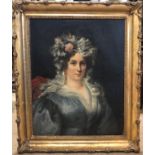 TABLEAU "PORTRAIT EN BUSTE DE FEMME DE QUALITE" XIXè Huile sur toile, [...]