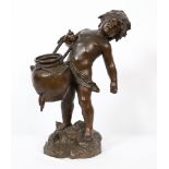 BRONZE "LE PETIT PORTEUR D'EAU A LA CRUCHE CASSEE" DE AUGUSTE MOREAU (1834-1917) En [...]