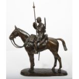 RARE BRONZE "LANCIER FRANÇAIS A CHEVAL DE LA 1ERE GUERRE MONDIALE FUMANT SA PIPE" DE [...]