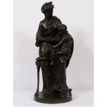 IMPORTANT GROUPE EN BRONZE NEOCLASSIQUE "MERE ET ENFANT PRES DU FEU" DE LOUIS [...]