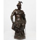 BRONZE "GUERRIER ASSIS DIT LE COURAGE MILITAIRE" DE PAUL DUBOIS (1829-1905) Bronze [...]