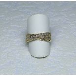 Bague or jaune 2 anneaux croisés sertis de diamants - or 4,82 grs -