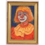 TABLEAU "CLOWN ORANGE" MONOGRAMME "A.D." Huile sur isorel, monogrammée "A.D.", [...]