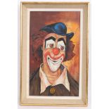 TABLEAU "CLOWN AU CHAPEAU ROUGE ET BOUTON DORE" Huile sur toile, monogrammée sur le [...]