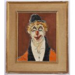 TABLEAU "CLOWN RIEUR AU CHAPEAU NOIR" Huile sur toile, portant une signature, [...]