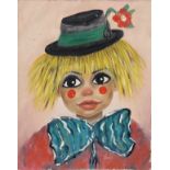 TABLEAU "JEUNE FILLE CLOWN AU CHAPEAU FLEURI" DE CHANTAL Huile sur toile, [...]