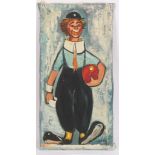 TABLEAU "CLOWN AU BALLON ROUGE" Huile sur toile, signée "romy". Epoque XXème [...]