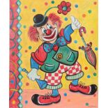 TABLEAU "CLOWN AU GILET VERT" DE M. DUFRENE Huile sur toile, signée. Epoque XXème [...]