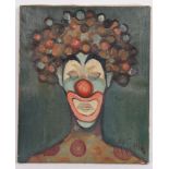 TABLEAU "CLOWN AUX YEUX CLOS" DE ROBERT JULLIEN Huile sur toile, signée. Epoque [...]