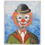 TABLEAU "CLOWN AU CHAPEAU NOIR" 1977 Huile sur toile, portant une signature et datée [...]