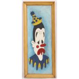 PANNEAU SCULPTE "CLOWN TRISTE AU CHAPEAU JAUNE ET BLEU" Peinture sur panneau en bois [...]