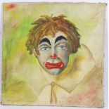 TABLEAU "CLOWN AUX YEUX BLEUS" Huile sur toile. Etat d'usage (Accroc et [...]