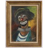 TABLEAU "CLOWN AU COL GRIS" DE Y. THOUVENOT Huile sur toile, signée, [...]