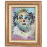 TABLEAU "CLOWN AU CANOTIER JAUNE" 1984 Huile sur panneau, signée, datée "PILLINS [...]