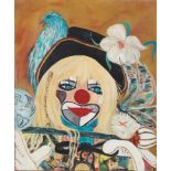 TABLEAU "FEMME CLOWN A L'OISEAU BLEU" DE JEAN-MARC MILLET Huile sur toile, [...]