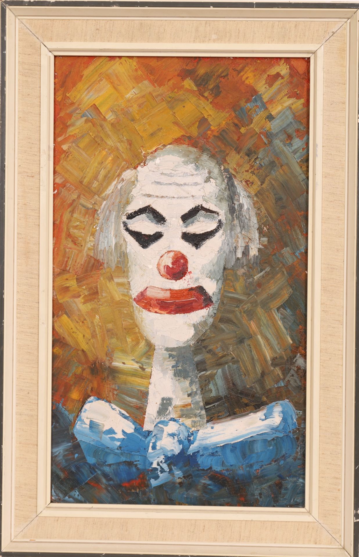 TABLEAU "CLOWN AU MASQUE BLANC" ATTR. A RENE VOLLENSACK Huile sur isorel, [...]