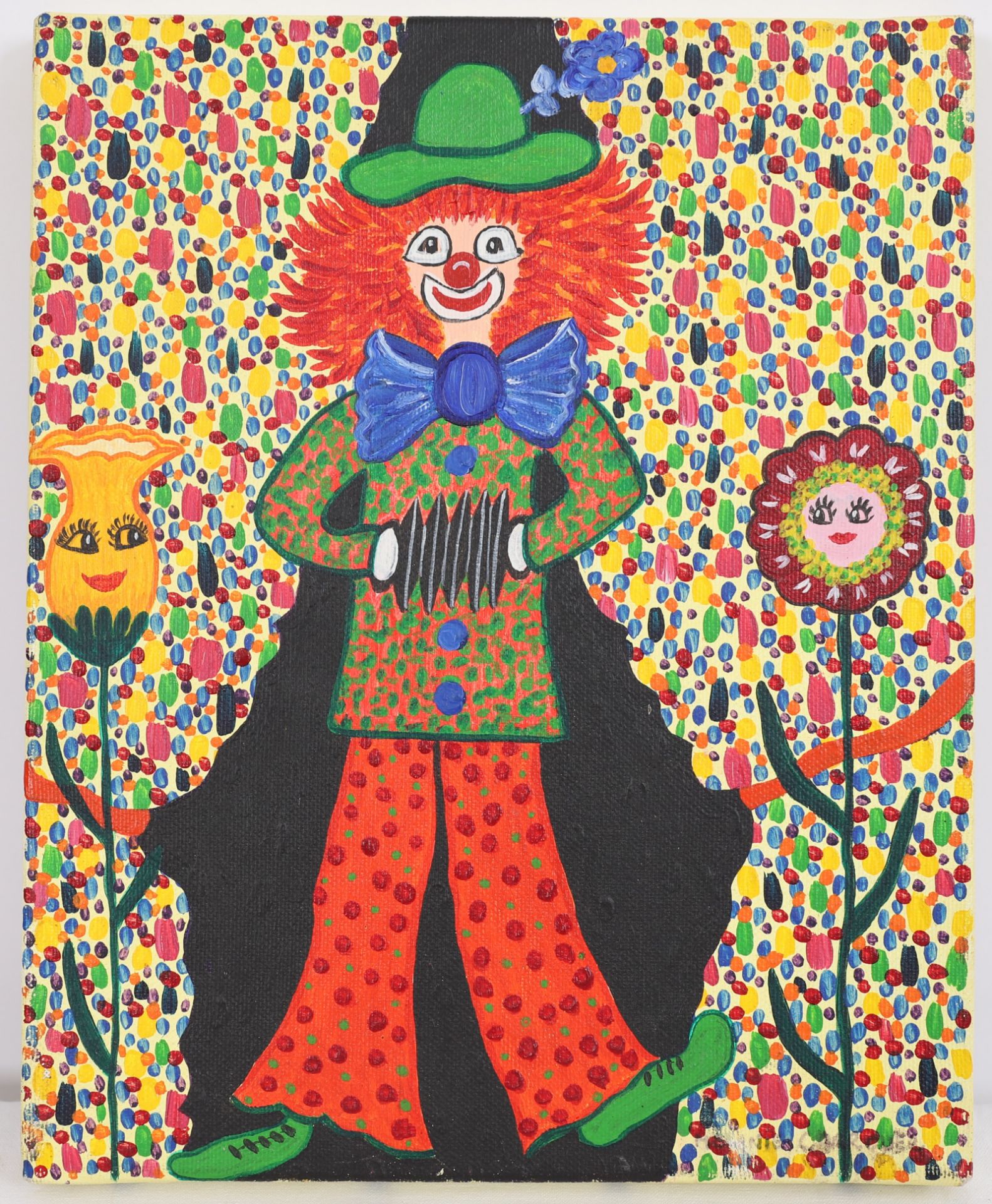 TABLEAU "PETIT CLOWN AU BANDONEON" DE MELANIE CARROUER Huile sur toile, [...]