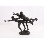 IMPORTANT GROUPE EN BRONZE ART DECO "3 COUREURS OU L'ARRIVEE" DE ALFRED BOUCHER [...]