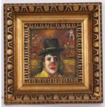 PETIT TABLEAU "CLOWN AU CHAPEAU NOIR" DE A. MARTIN Huile sur panneau, signée, [...]