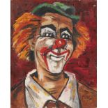 TABLEAU "CLOWN AU CHAPEAU VERT" DE M. MARECHAL Huile sur toile, signée. Etat [...]