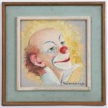 TABLEAU "CLOWN REVEUR" 1957 Huile sur panneau en aggloméré, signée et signée [...]