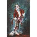 TABLEAU "CLOWN A L'OMBRELLE VERTE" Huile sur toile, portant une signature. Epoque [...]