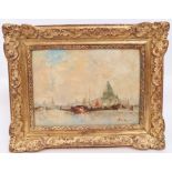 TABLEAU "VUE DE VENISE" ECOLE XXè Huile sur carton, encadrée, signée "J. E. [...]