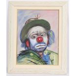 TABLEAU "CLOWN AU COSTUME VERT" DE COX Huile sur toile, signée, encadrée. Epoque [...]