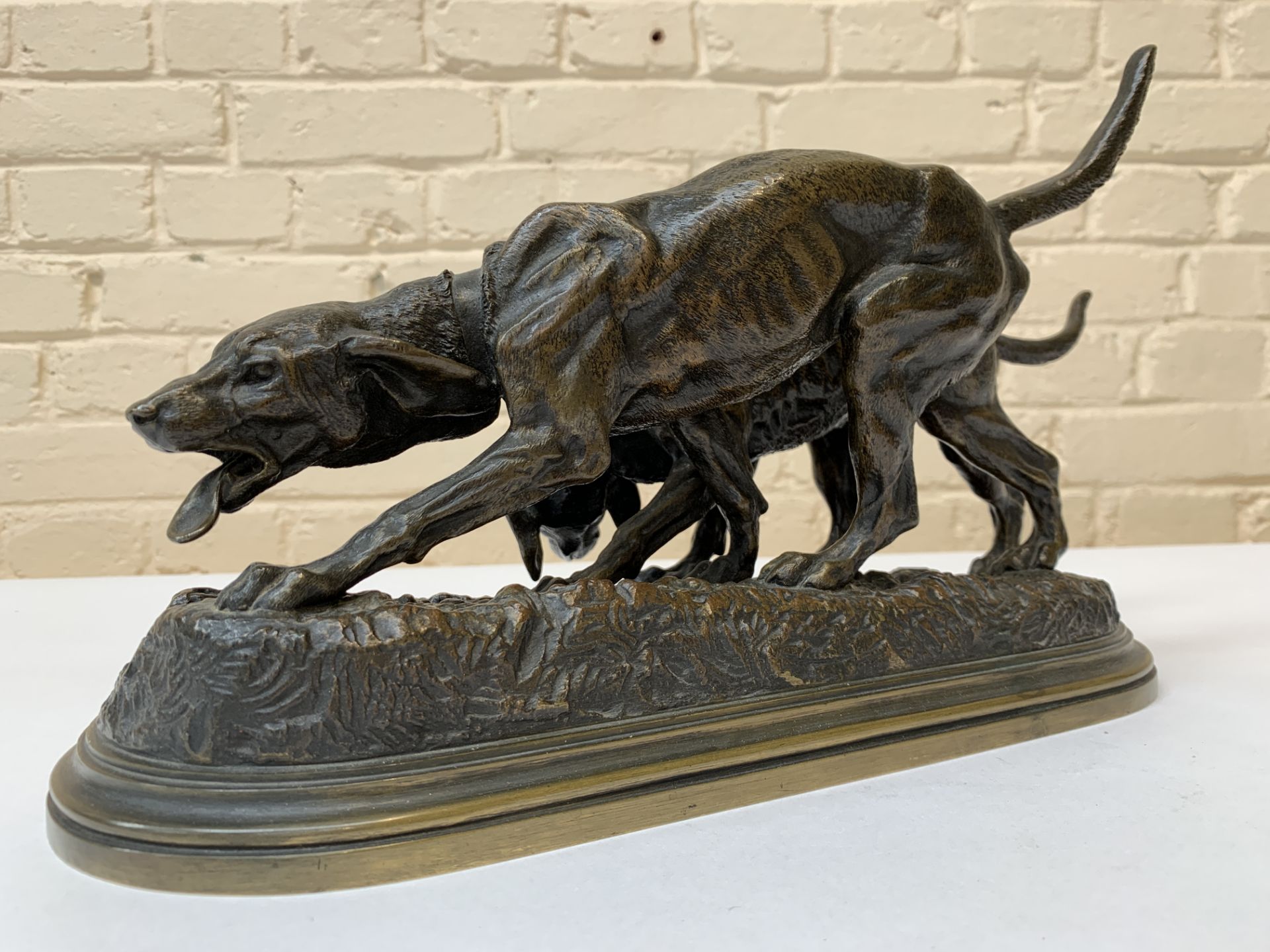 GROUPE EN BRONZE "DEUX CHIENS DE CHASSE EN LAISSE" DE Isidore Jules BONHEUR [...] - Bild 3 aus 5