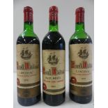 1 lot de 3 bouteilles : 1 Haut Médoc Grand Listrac 1975 (HE) et 2 Listrac Grand [...]