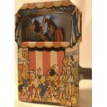 TINPLATE PUNCH JUDY MONEY BOX. Mechanical Punch and Judy money box. Push mechanism in working order.