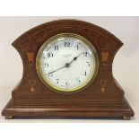 EDWARDIAN MANTLE CLOCK. A Brownlee & Son, Edinburgh inlaid mantle clock with French drum movement.