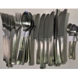 GEORG JENSEN STAINLESS STEEL CUTLERY - 32 pieces of stainless steel Georg Jensen Copenhagen cutlery