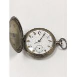 OMEGA POCKET WATCH - an Omega silver (0.800) pocket watch engraved F.