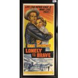 LONELY ARE THE BRAVE POSTER FRAMED 1962, Universal Pictures, Original AUS Day bill (34 x76cm),