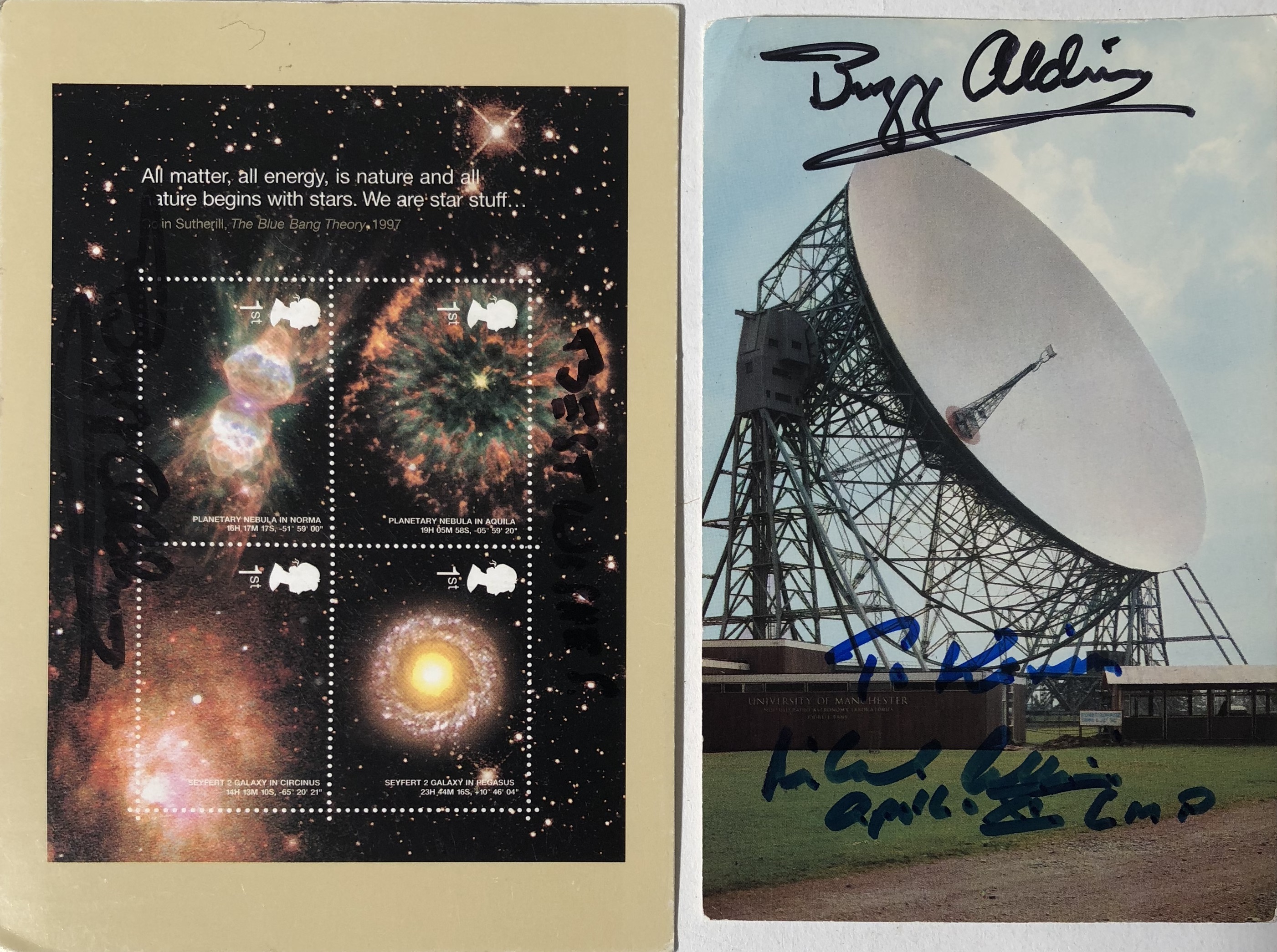 BUZZ ALDRIN SIGNED POSTCARDS.