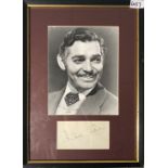 CLARK GABLE SIGNED DISPLAY.