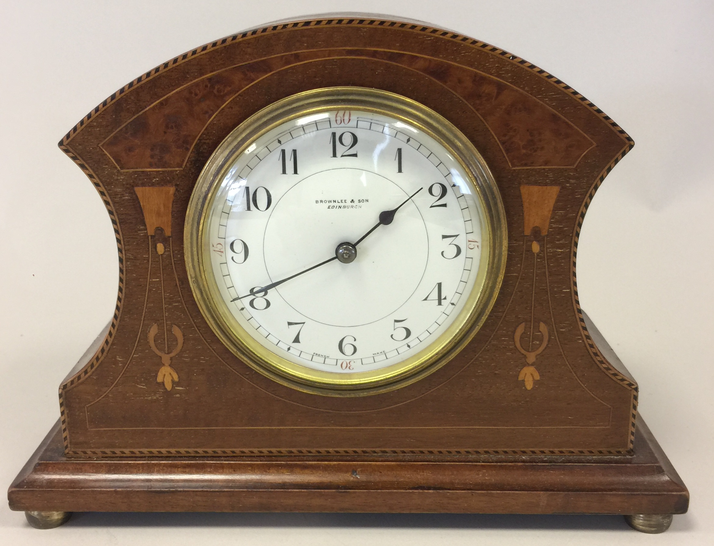 EDWARDIAN MANTLE CLOCK. A Brownlee & Son