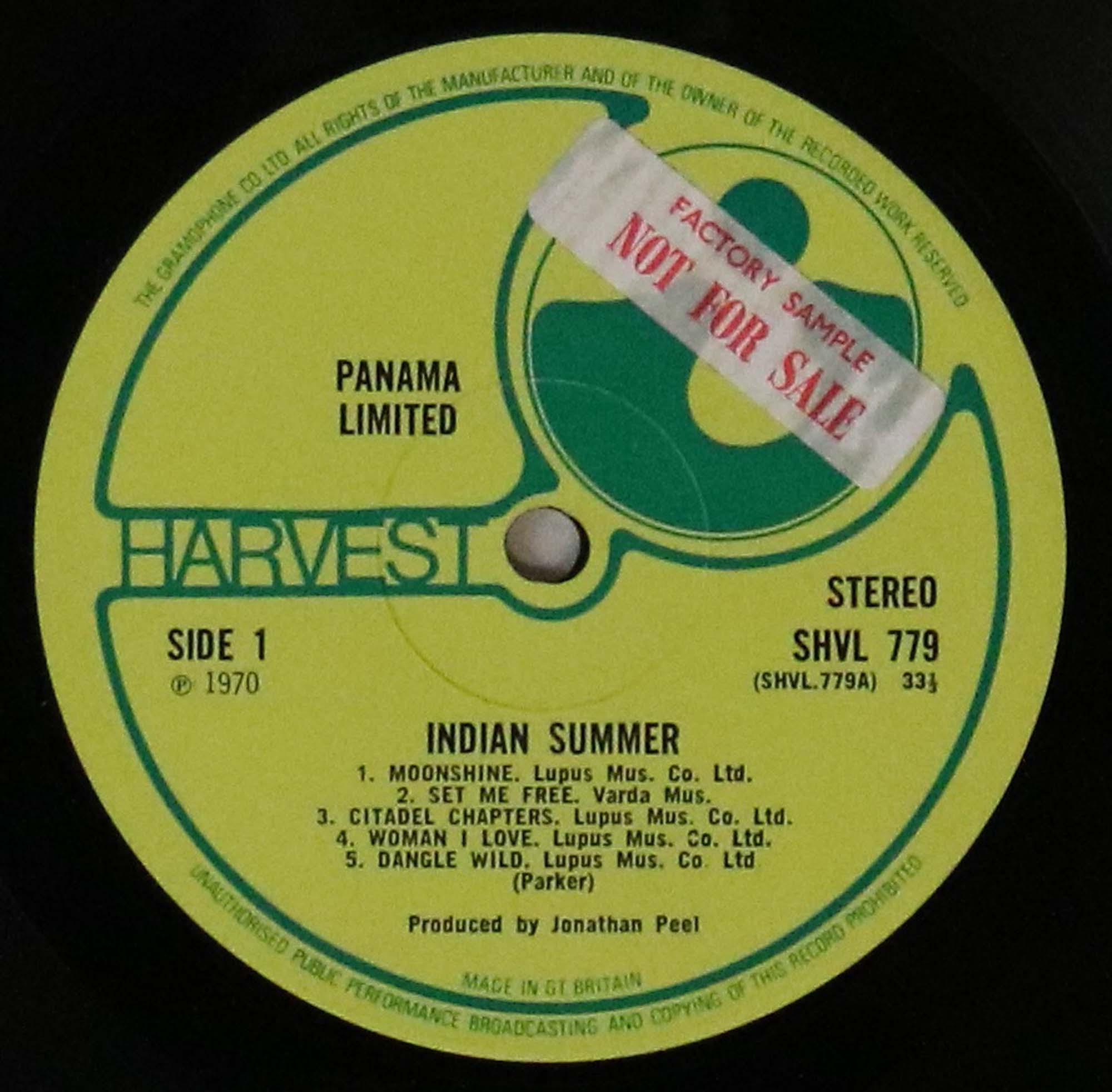 PANAMA LIMITED - INDIAN SUMMER LP (ORIGINAL UK HARVEST SHVL 779). - Image 3 of 4