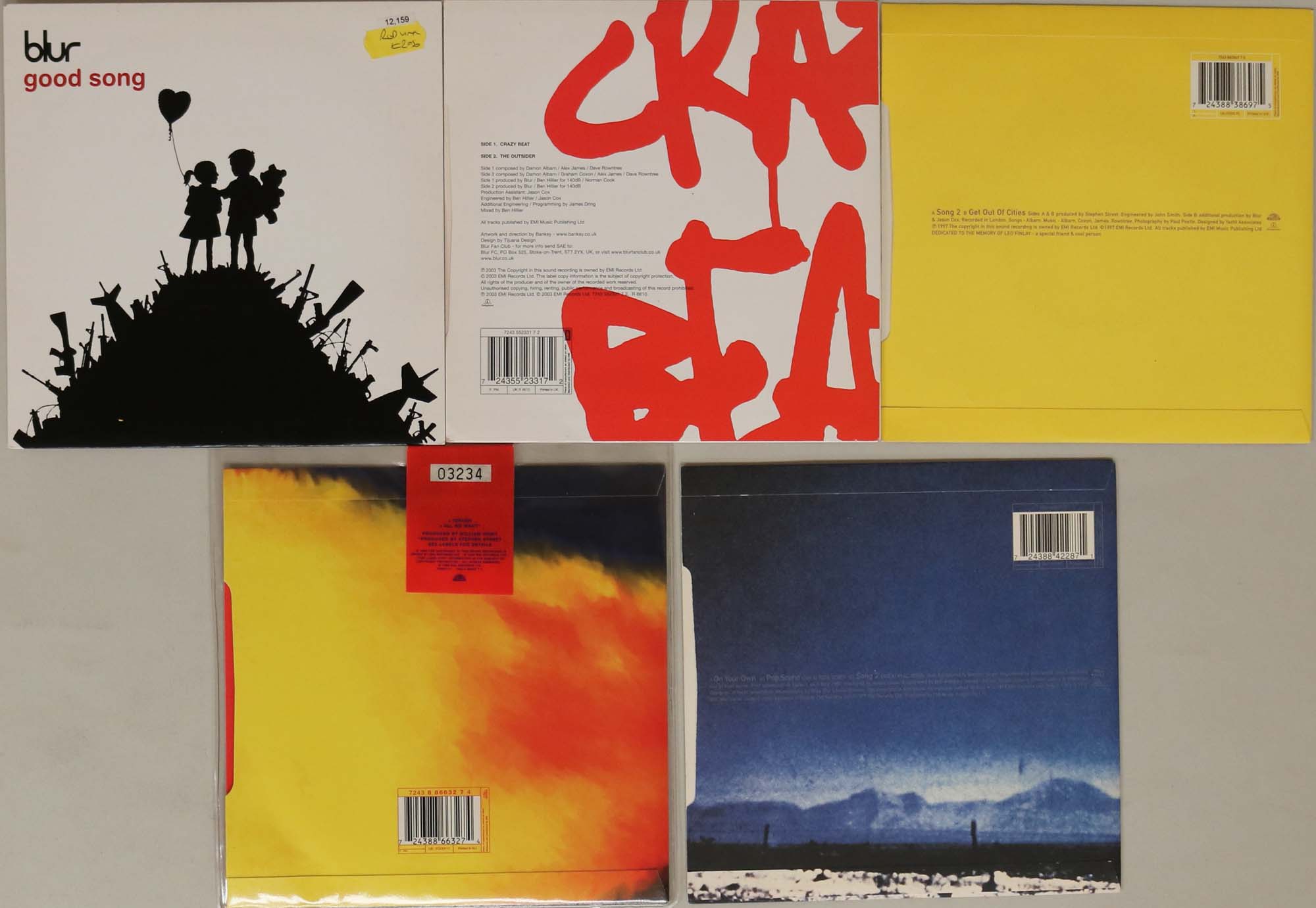 BLUR - 7" COLLECTION (WITH BANKSY SLEEVES). Lovely bundle of 5 x limited edition 45s from Blur. - Image 2 of 2