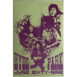 HYDE PARK 1969 BLIND FAITH POSTER. An original poster for Blind Faith's 1969 Hyde Park appearance.