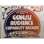 GENESIS 1972 POSTER. An original poster for a 14th July 1972 Genesis performance at London's Lyceum.
