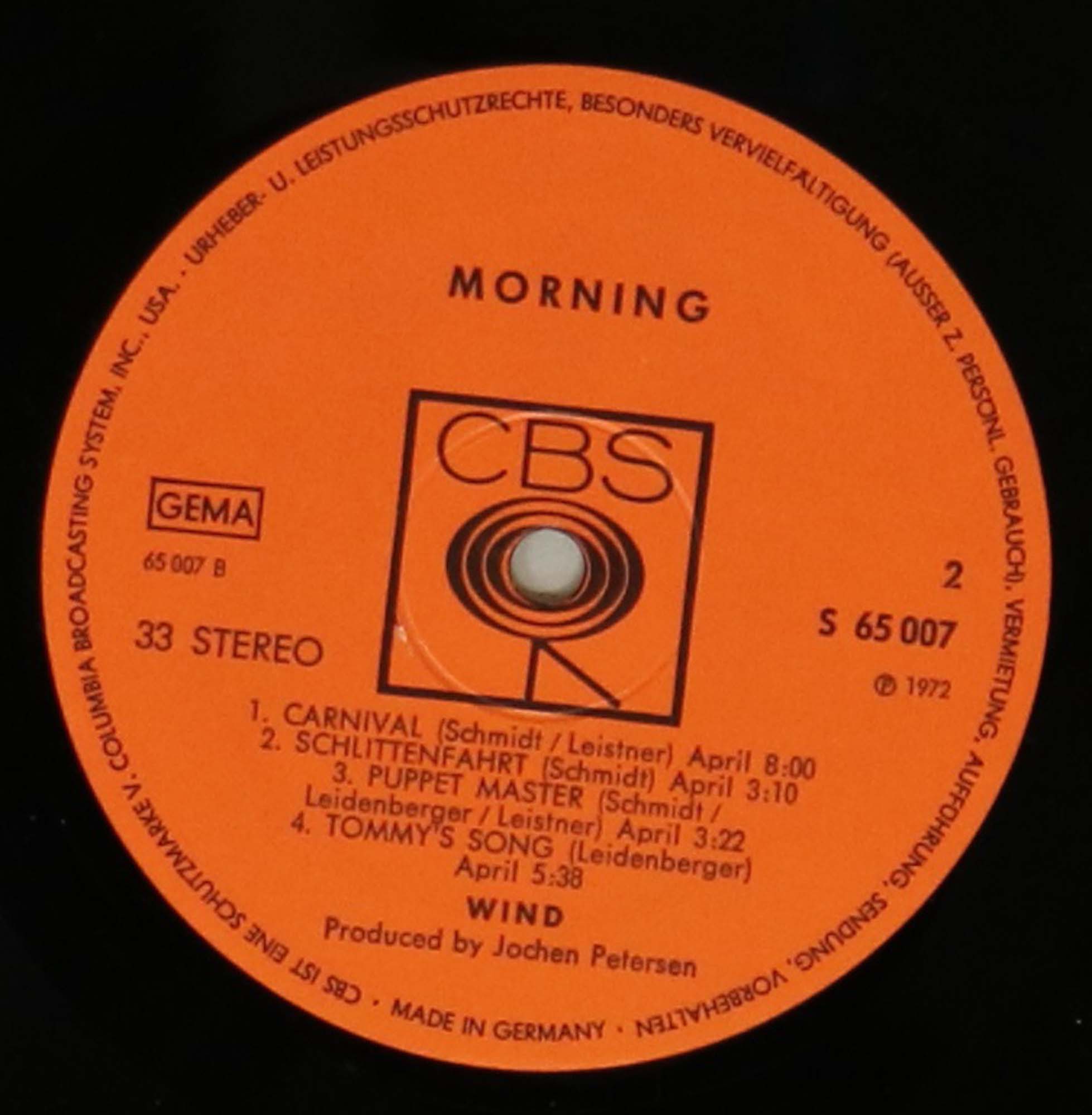 WIND - MORNING LP (CBS S 65 007). - Image 4 of 4